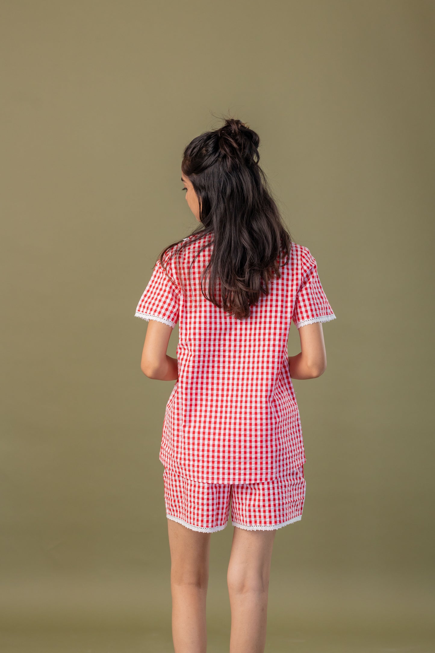 Retro Red Gingham Short Set