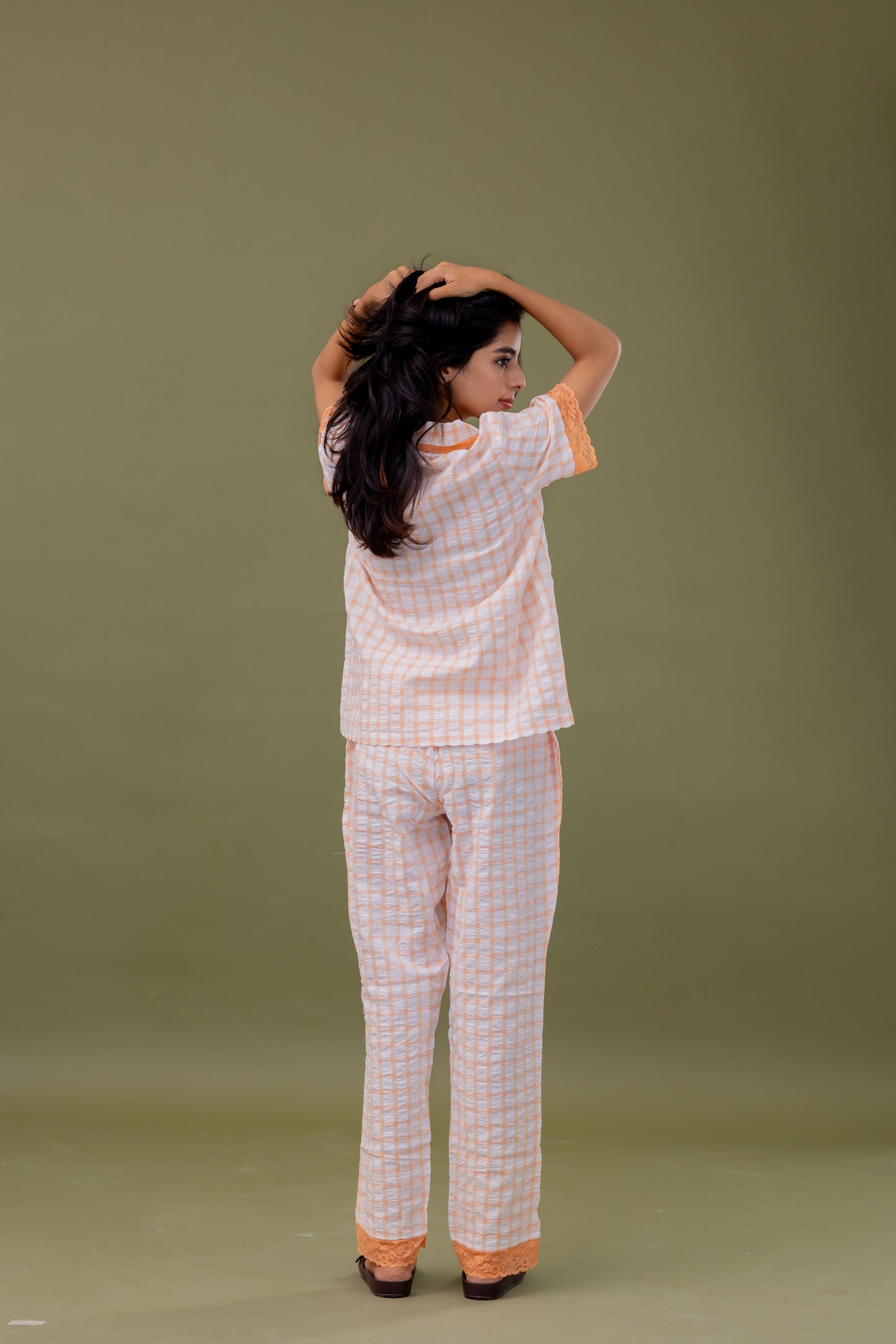 APRICOT CHECK LOUNGE SET