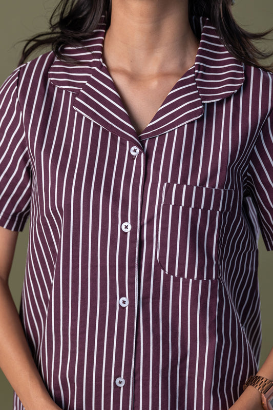 BERRY STRIPE COTTON PYJAMAS