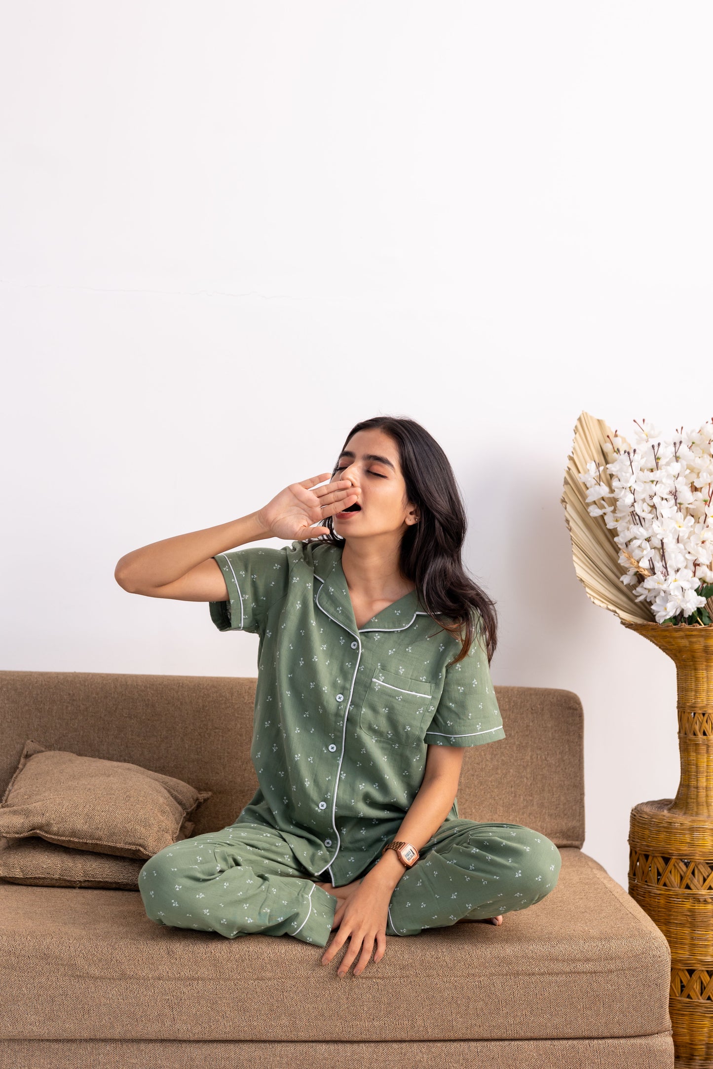 Moss Dusk Green Muslin Pyjamas