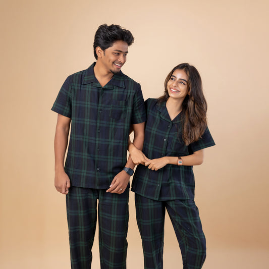 GREEN TARTAN COUPLE PYJAMAS