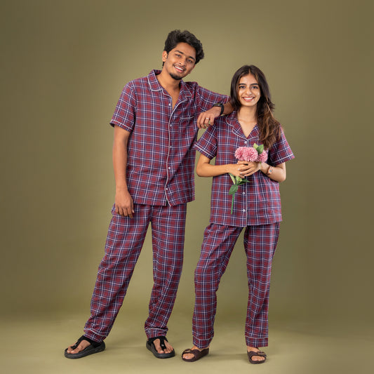 Wine Check Couple Pyjamas