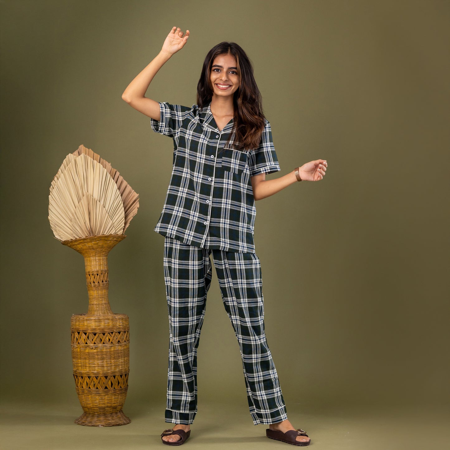 Olive Plaid Women’s Pyjamas