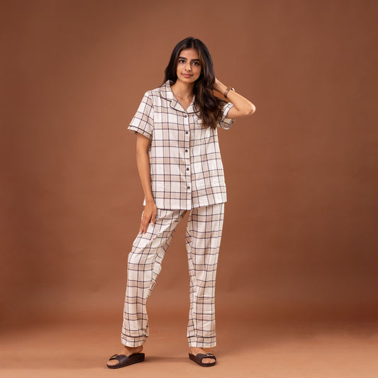 Beige Check Women’s Pyjamas