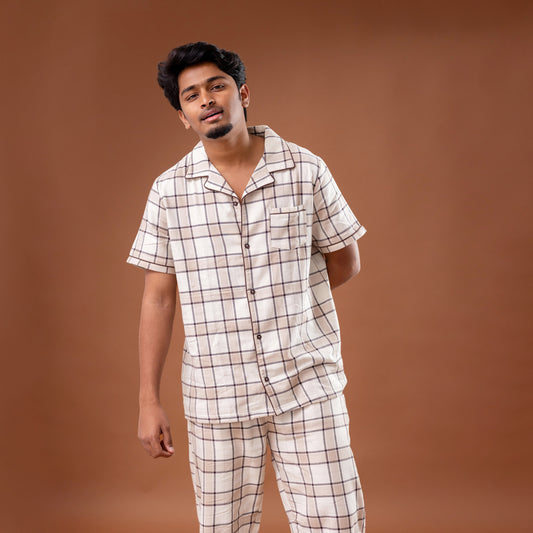 Beige Check Men’s Pyjamas