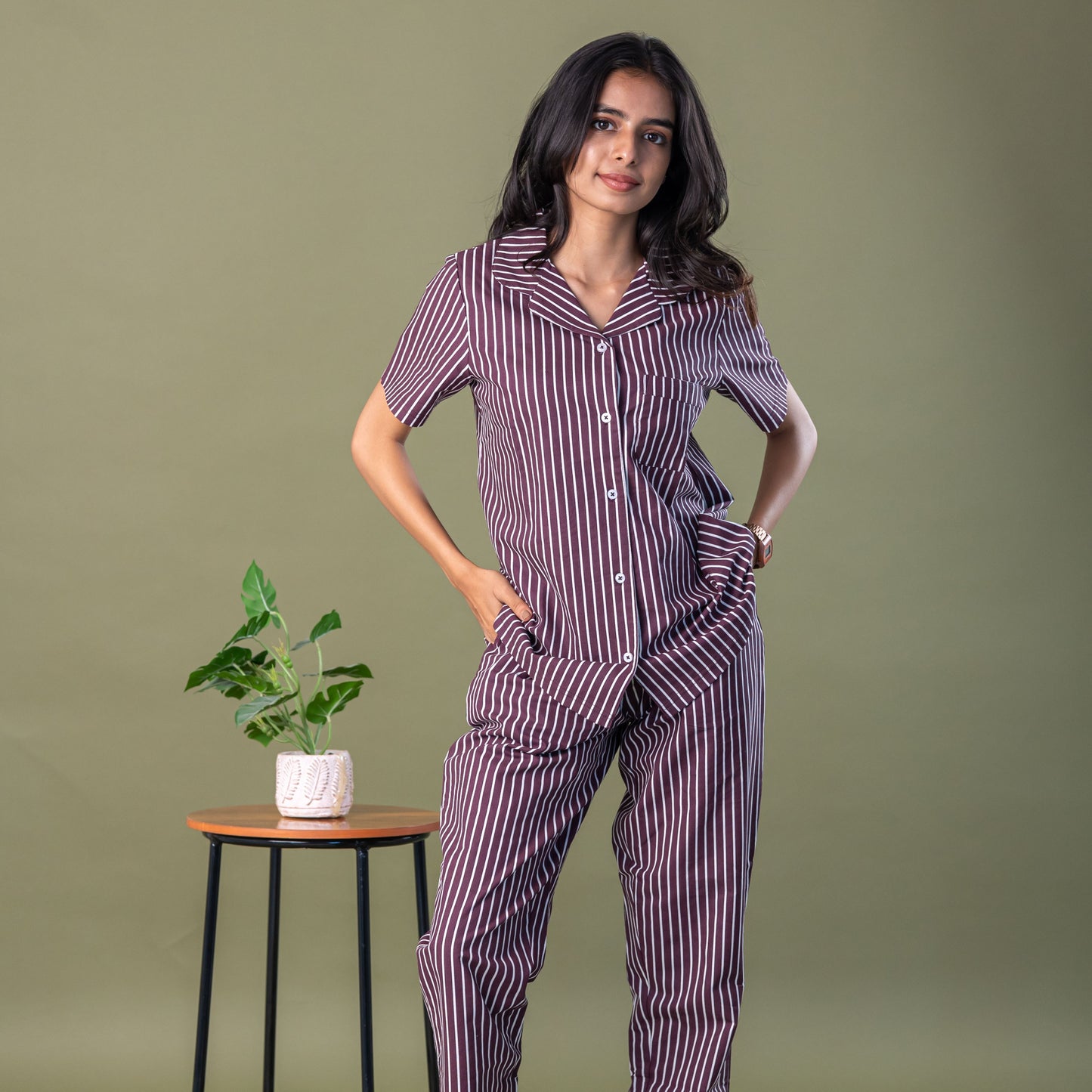 BERRY STRIPE COTTON PYJAMAS