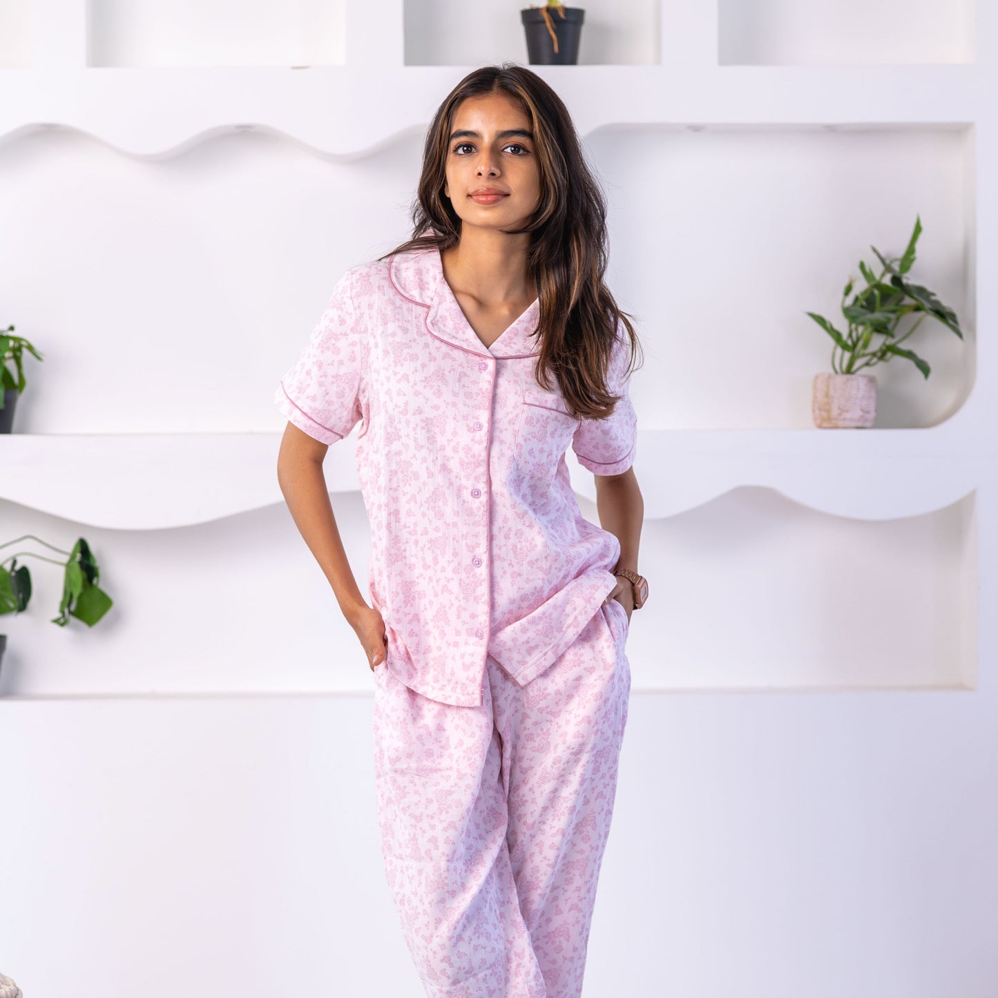 PINK BLOOM MUSLIN PYJAMAS