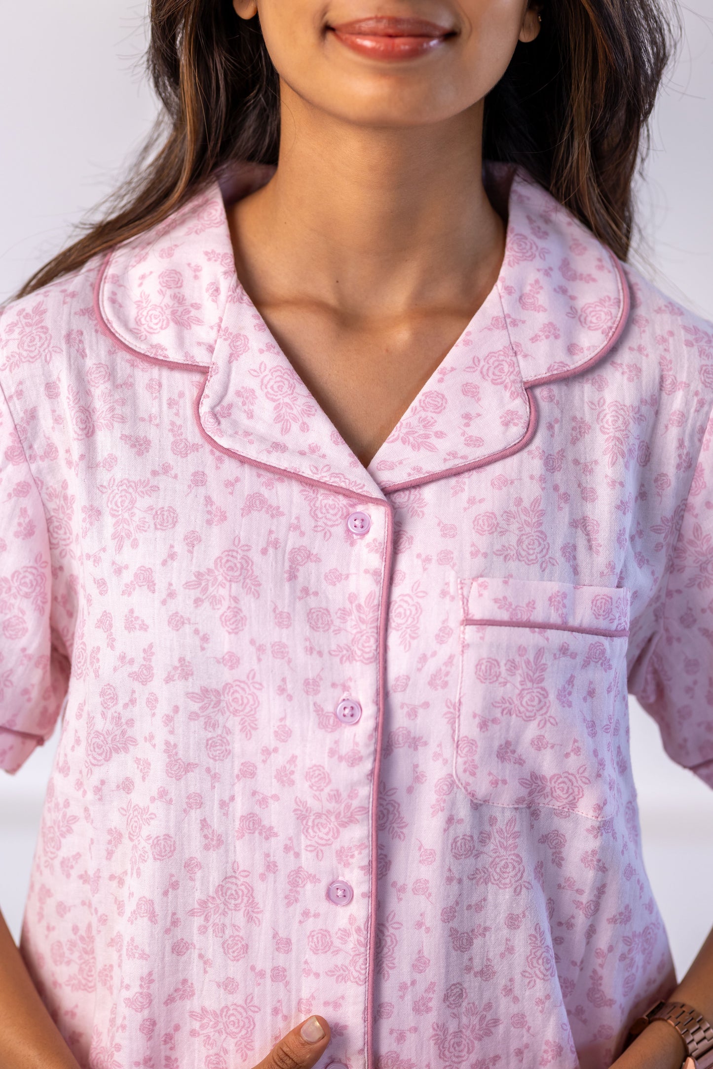 PINK BLOOM MUSLIN PYJAMAS