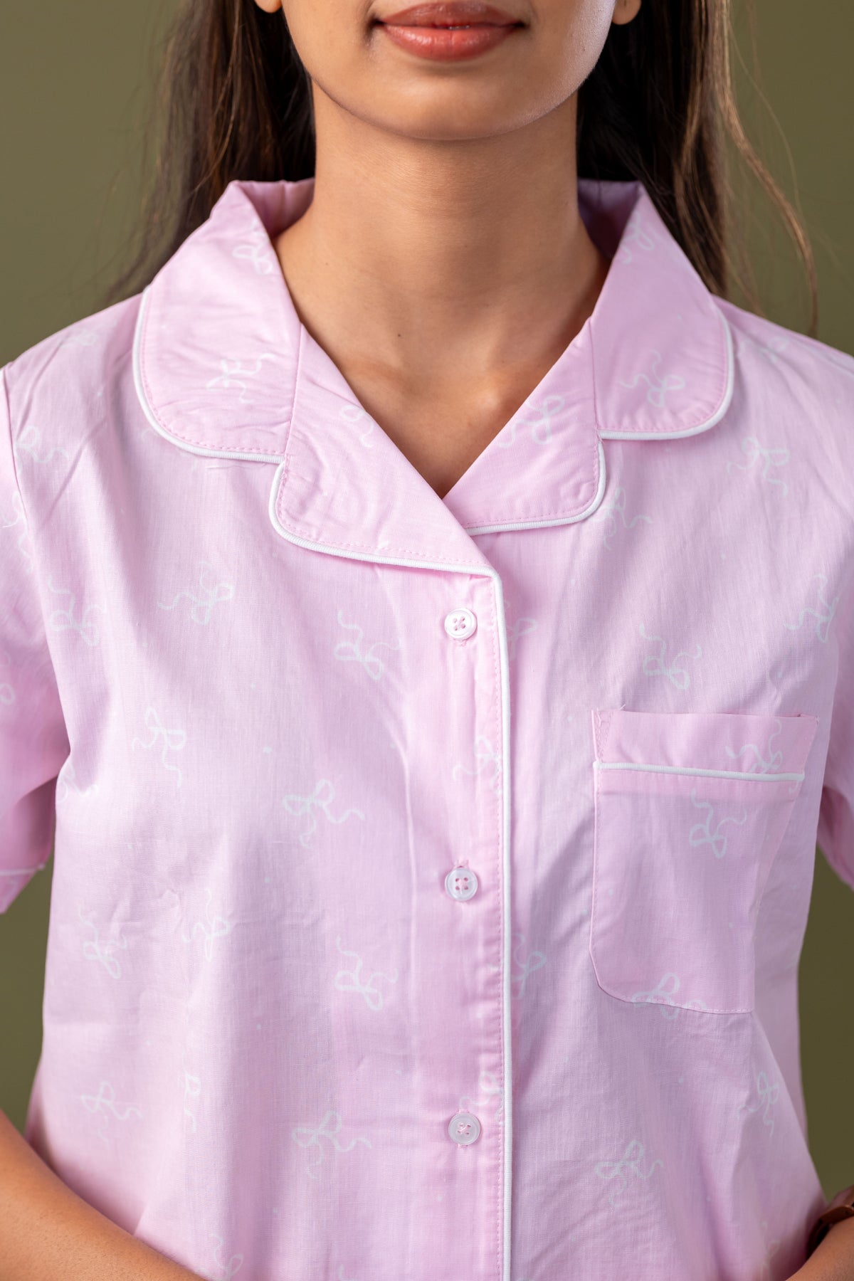 Pink Hues Bow Cotton Pyjamas