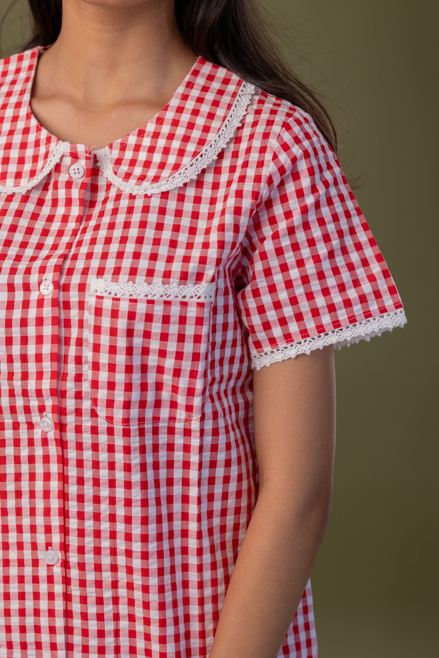 Retro Red Gingham Short Set