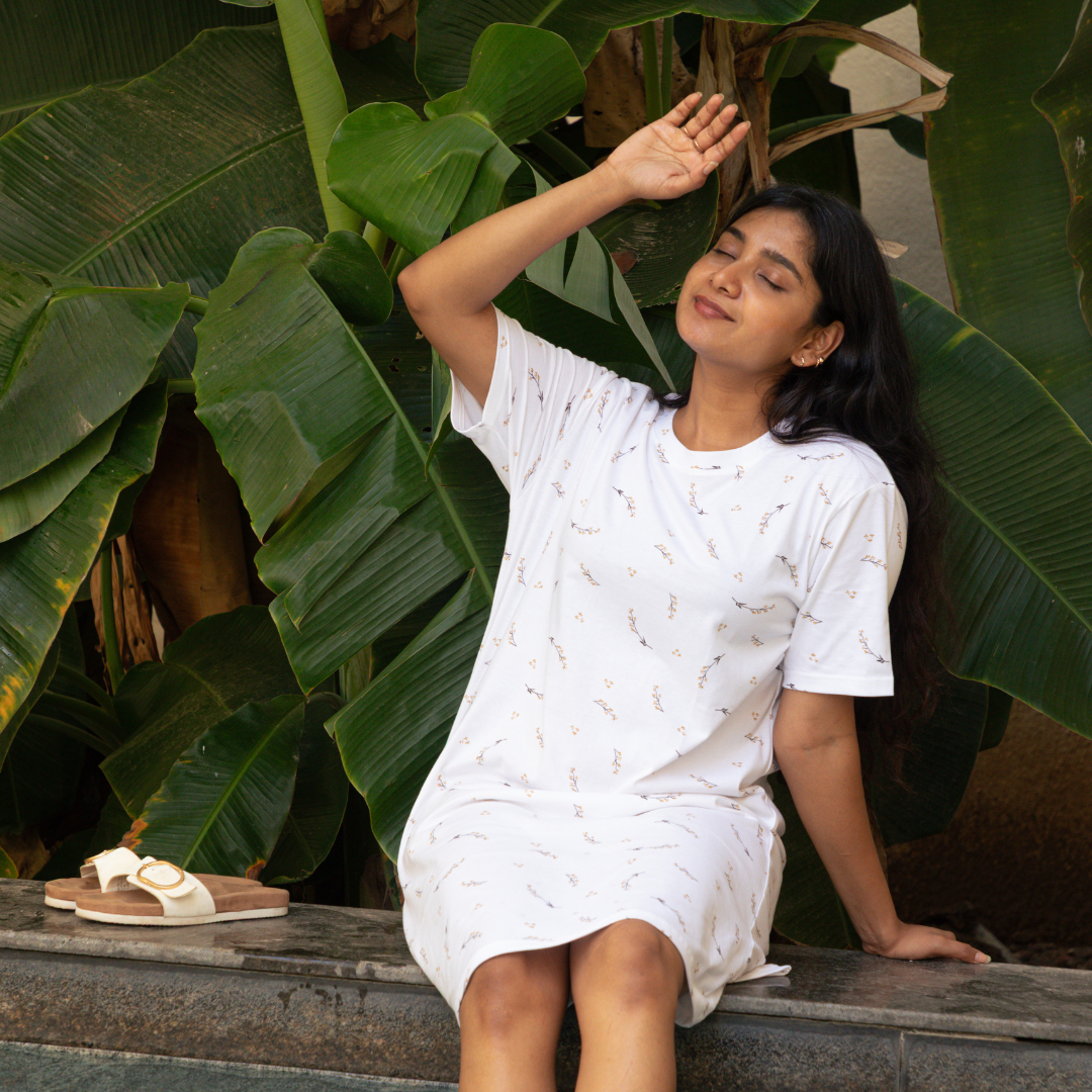 Saffron Bloom Midi Sleep Tee