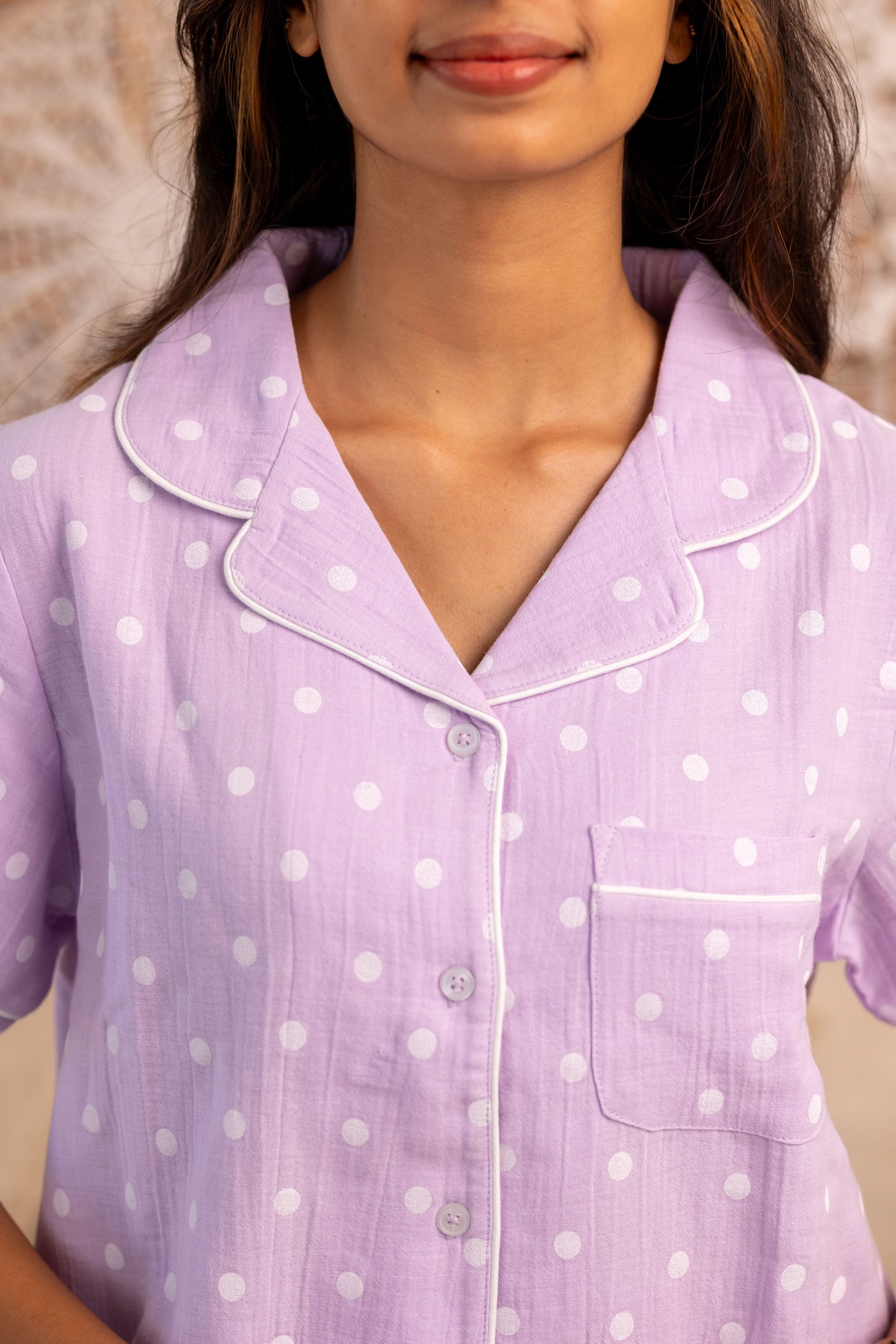 LAVENDER POLKA MUSLIN PYJAMAS