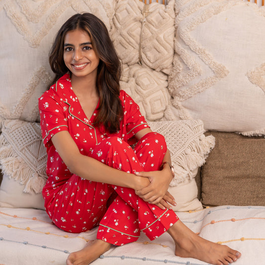CHERRY BLOSSOM VISCOSE PYJAMAS