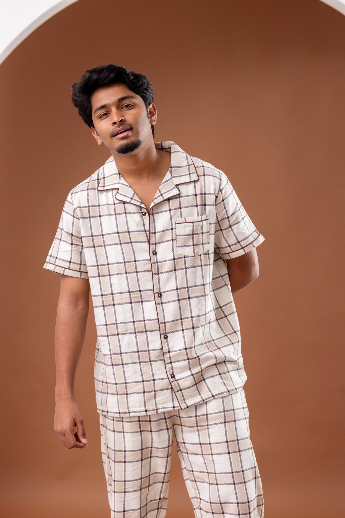Beige Check Men’s Pyjamas