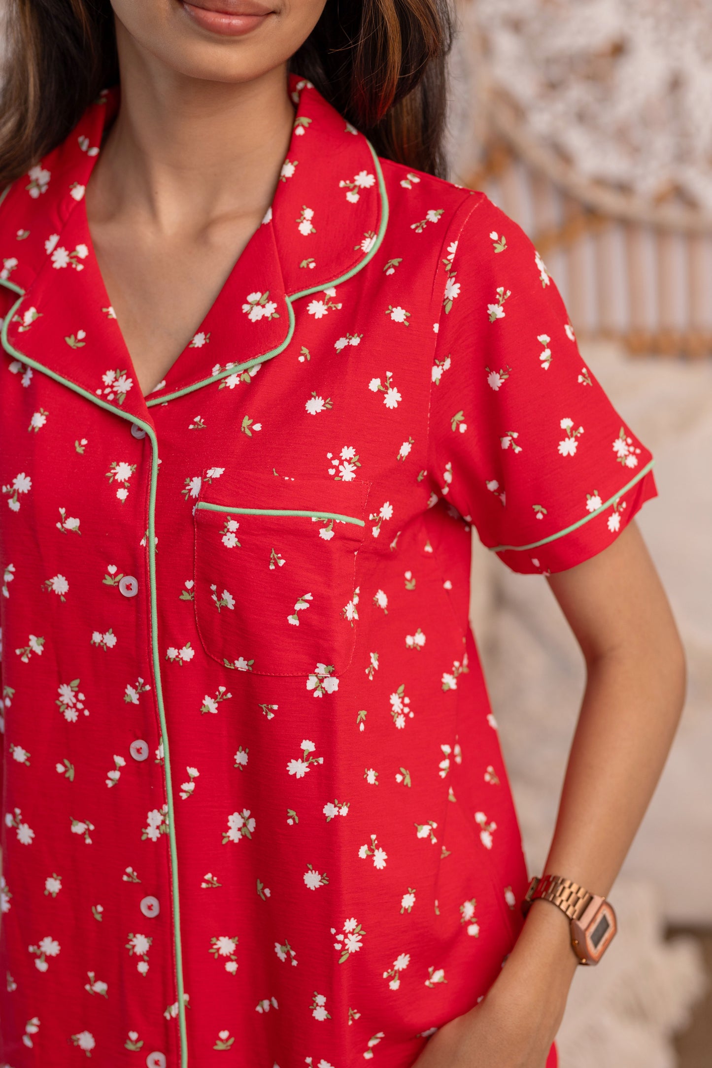 CHERRY BLOSSOM VISCOSE PYJAMAS