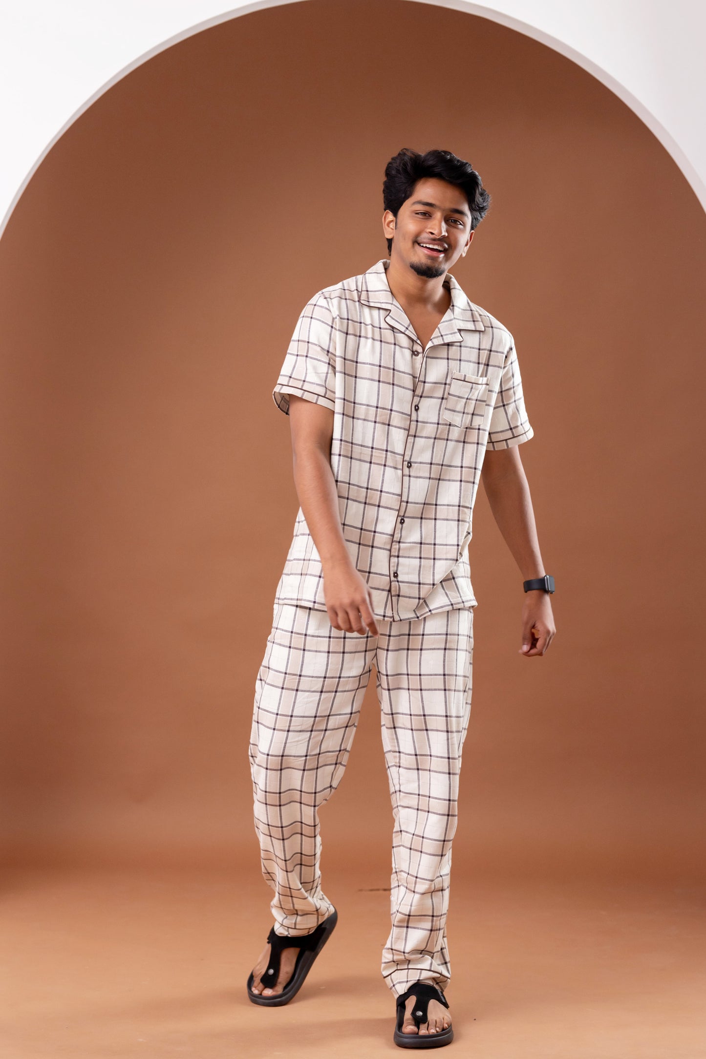 Beige Check Men’s Pyjamas
