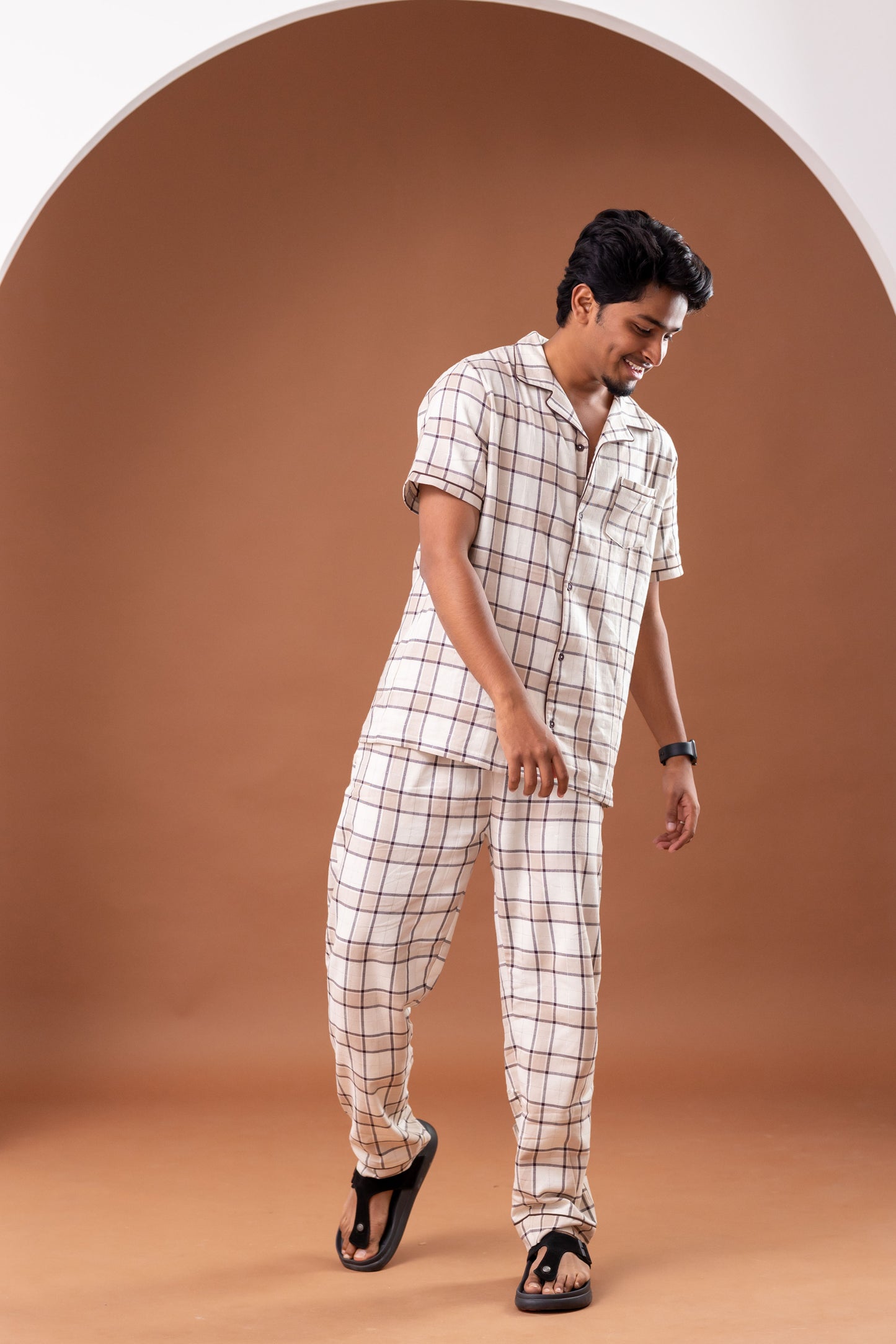 Beige Check Men’s Pyjamas