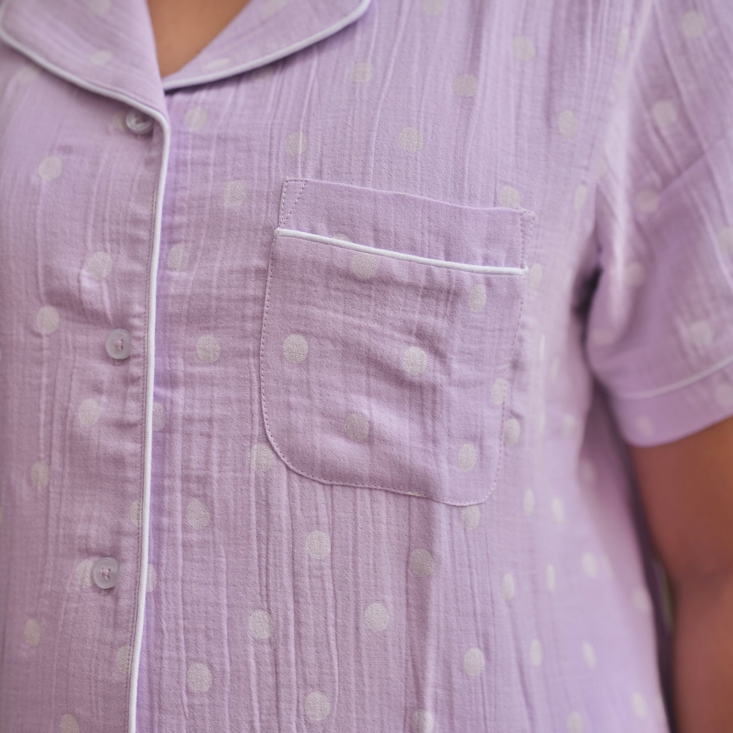 LAVENDER POLKA MUSLIN PYJAMAS