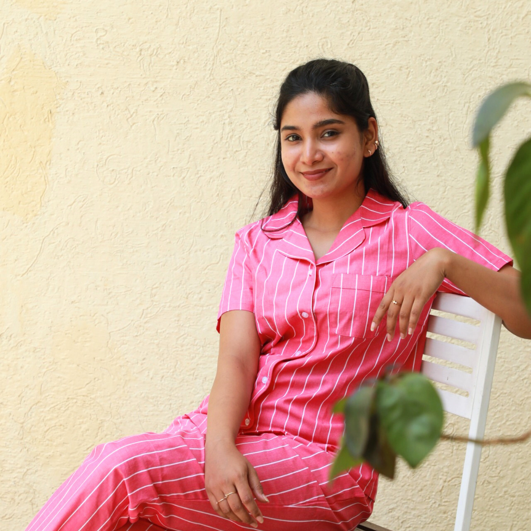 Rose Dusk Striped Cotton Set