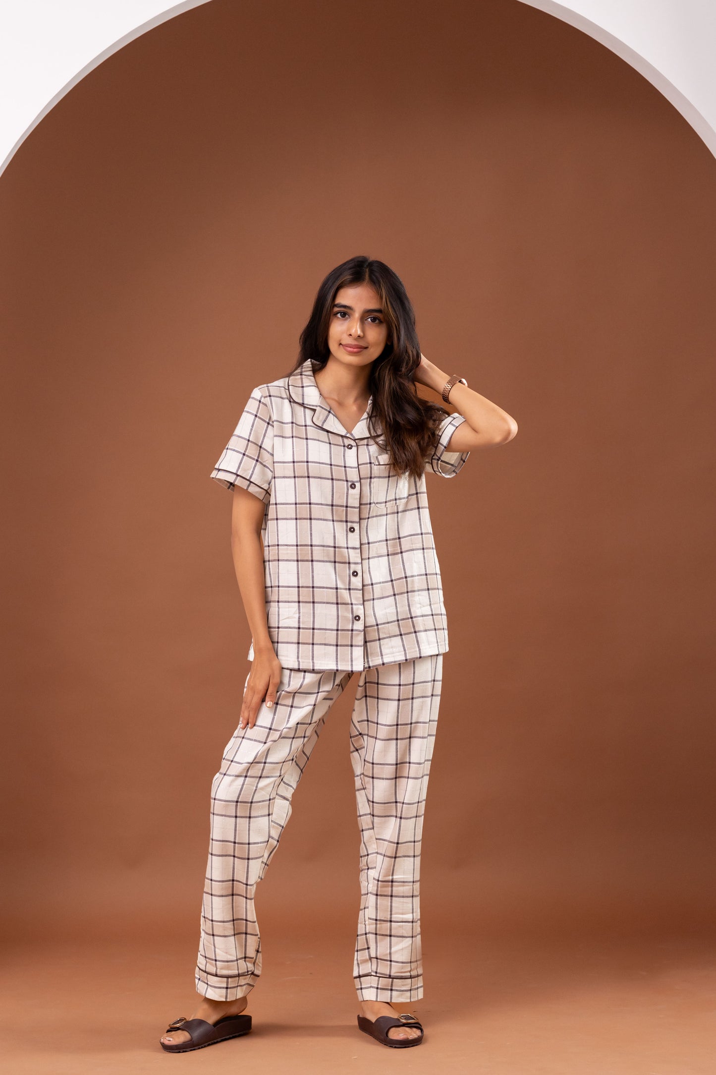 Beige Check Women’s Pyjamas