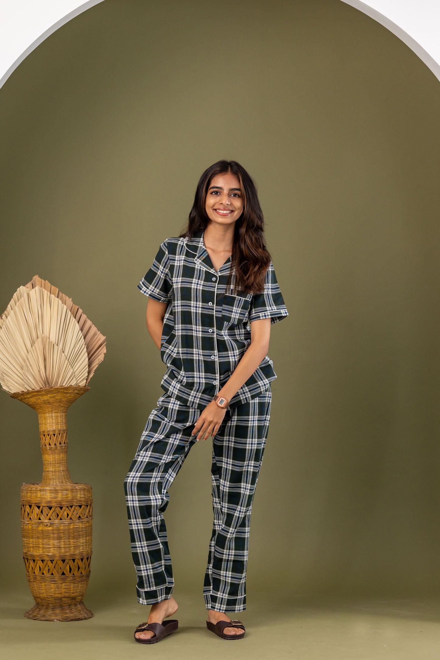Olive Plaid Women’s Pyjamas