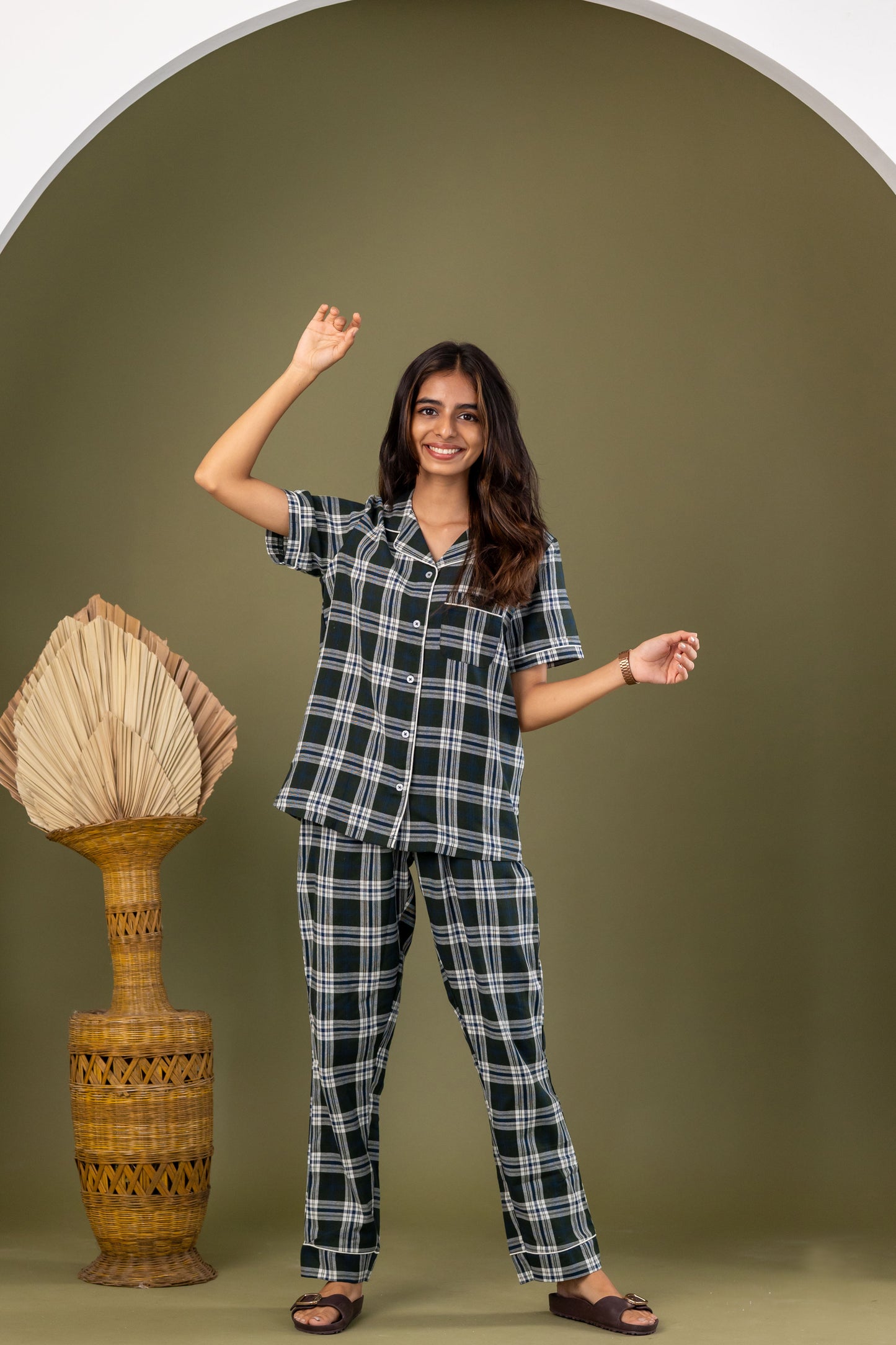 Olive Plaid Women’s Pyjamas