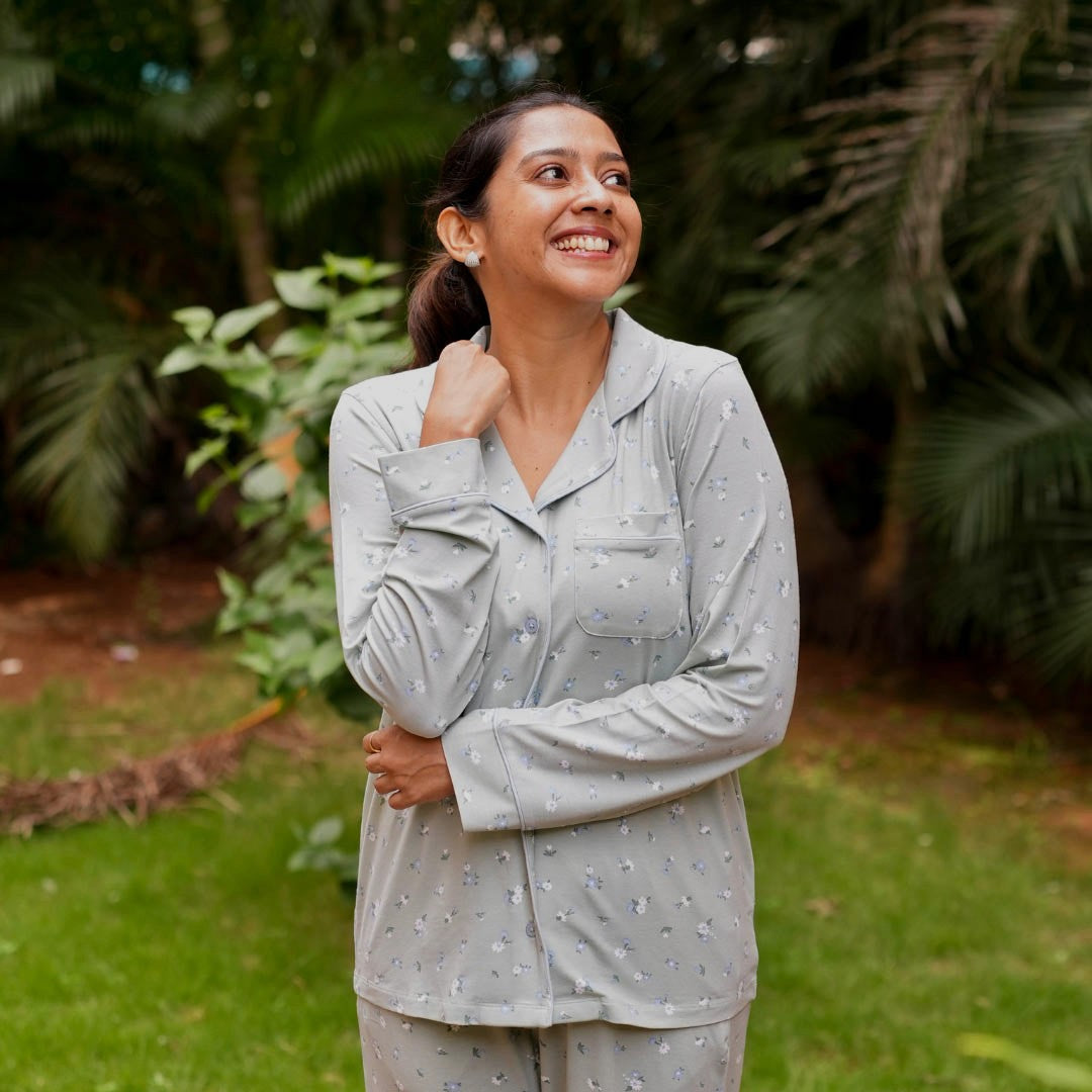 Sage Green Floral Pyjamas