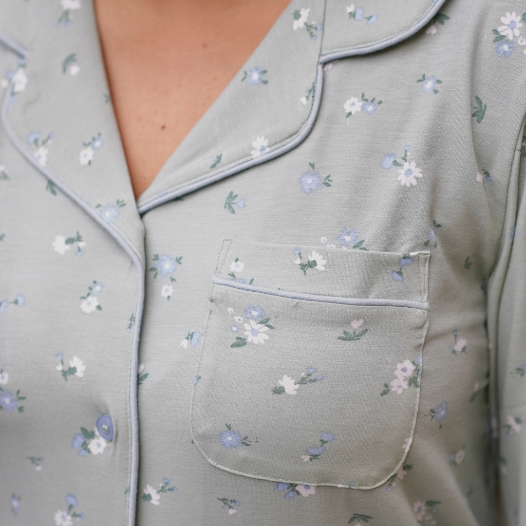 Sage Green Floral Pyjamas