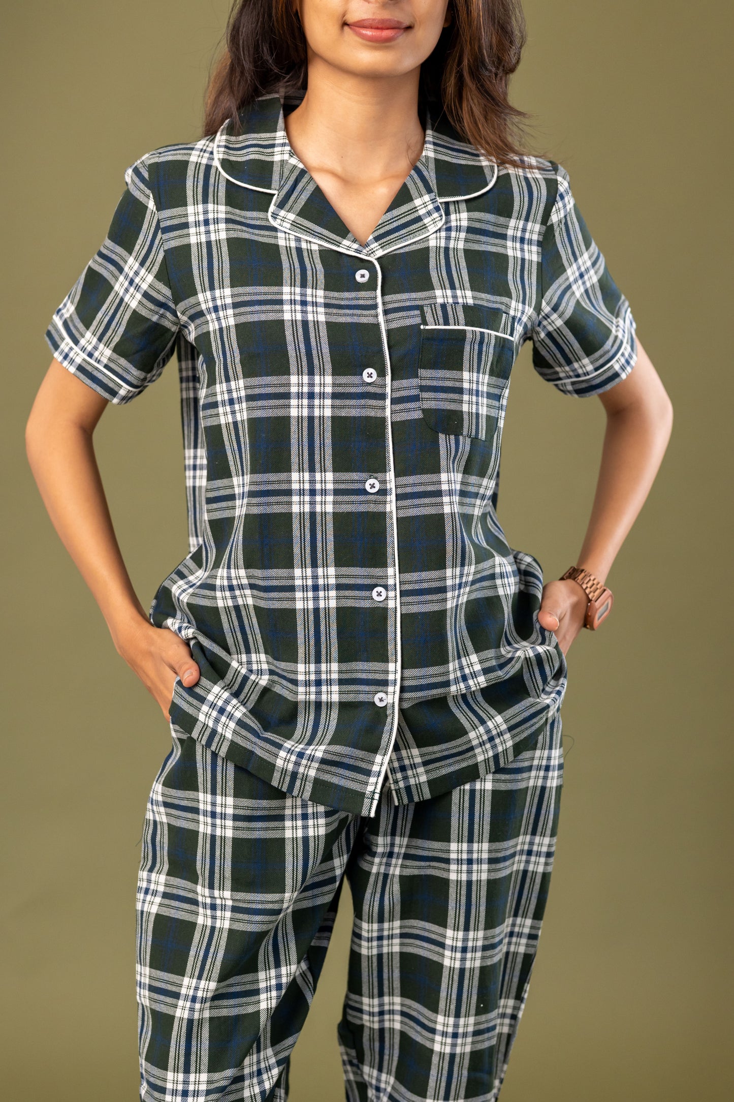 Olive Plaid Women’s Pyjamas