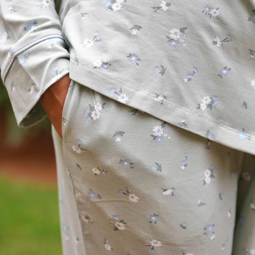 Sage Green Floral Pyjamas