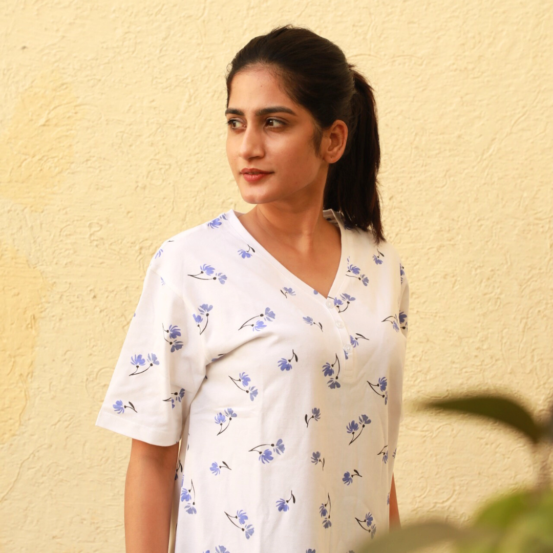 Blue Bloom Drift Maxi Sleep Tee