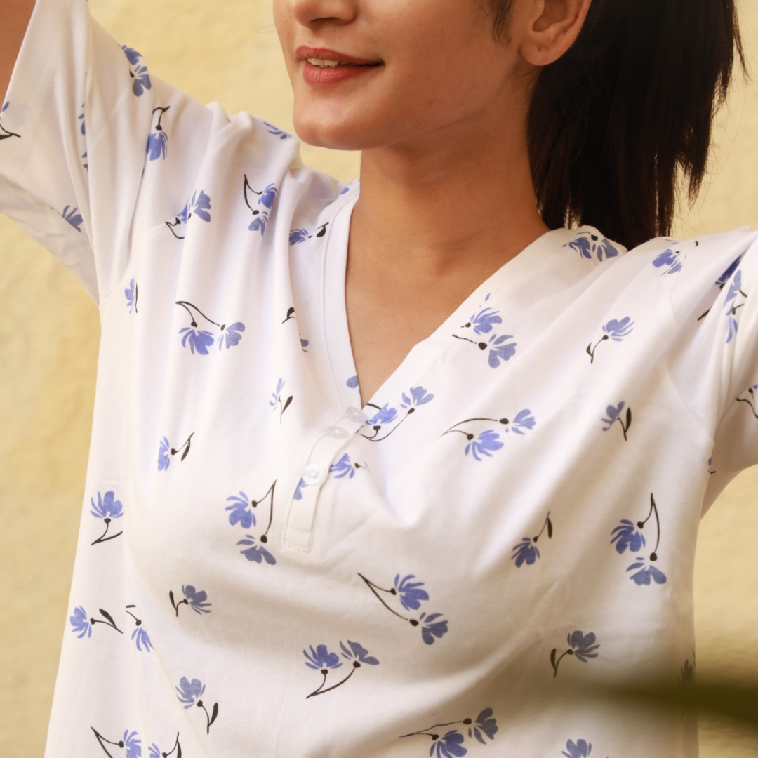 Blue Bloom Drift Maxi Sleep Tee