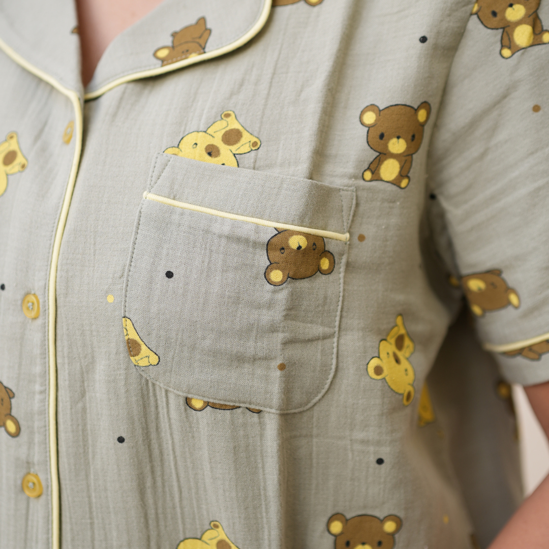 OLIVE BEAR MUSLIN PYJAMA SET