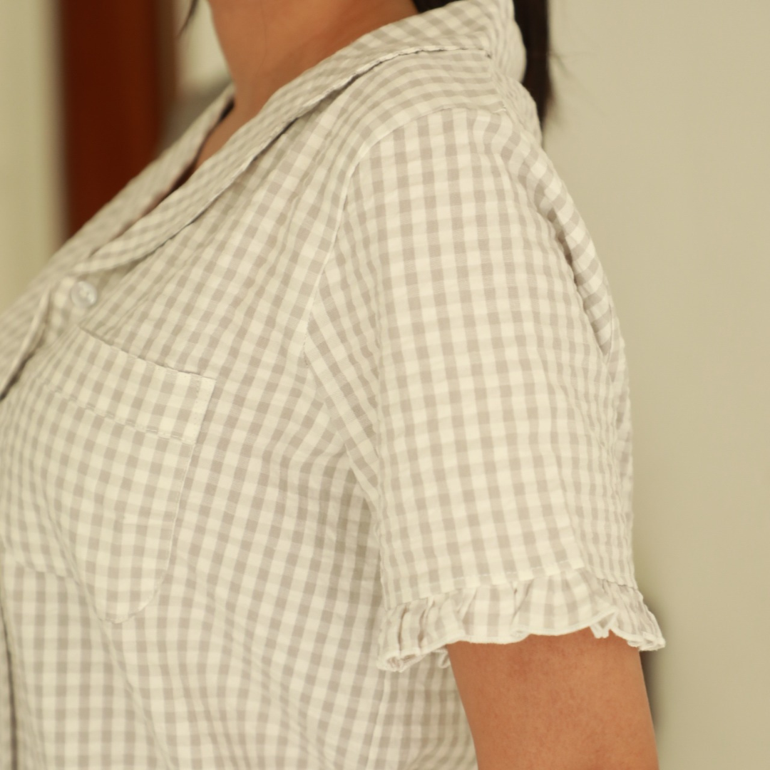Cloud Grey Check Seersucker-Pyjamas