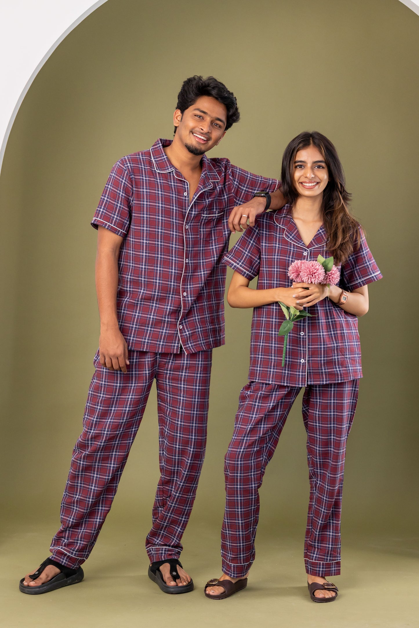 Wine Check Couple Pyjamas
