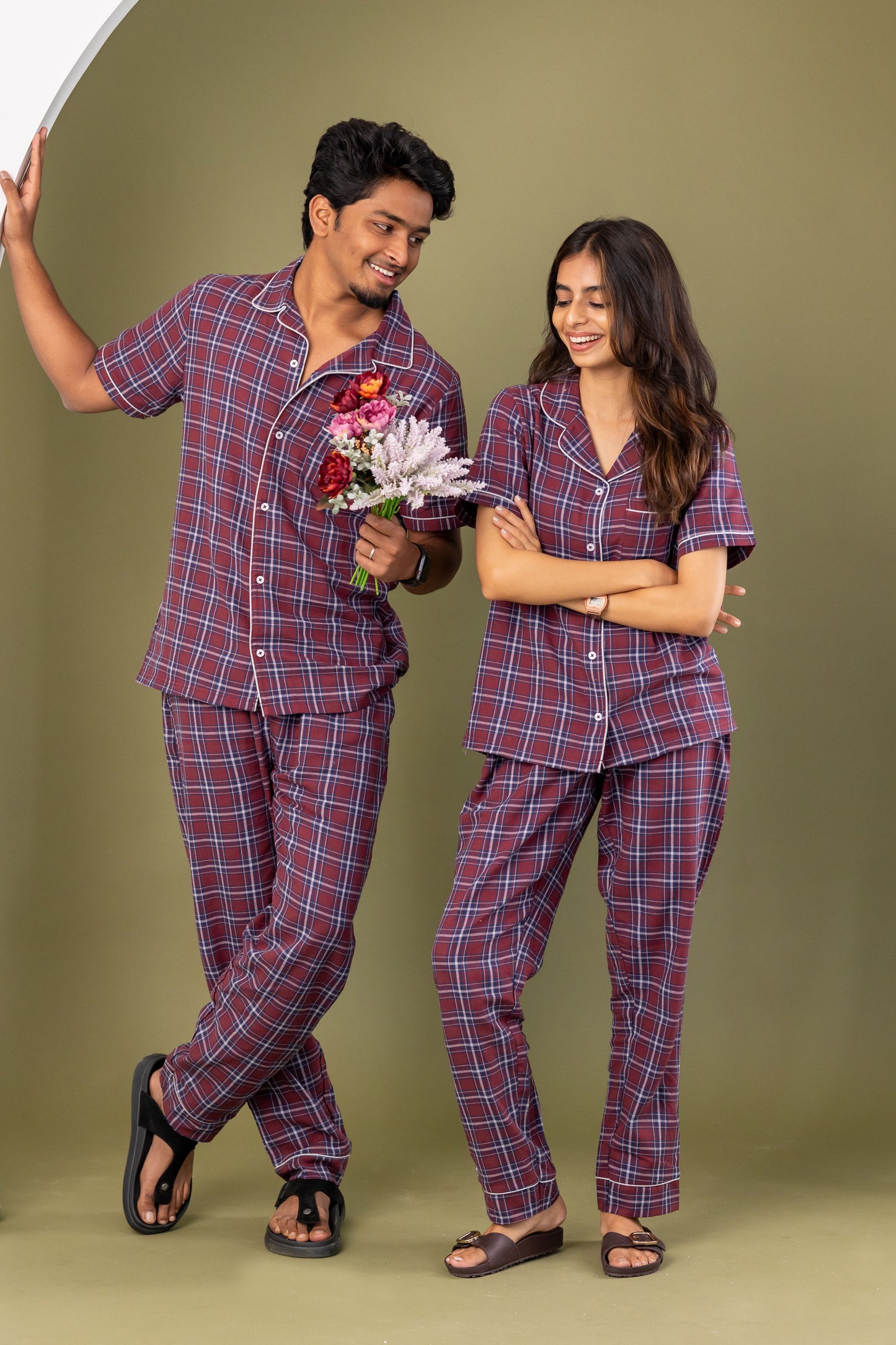 Wine Check Couple Pyjamas