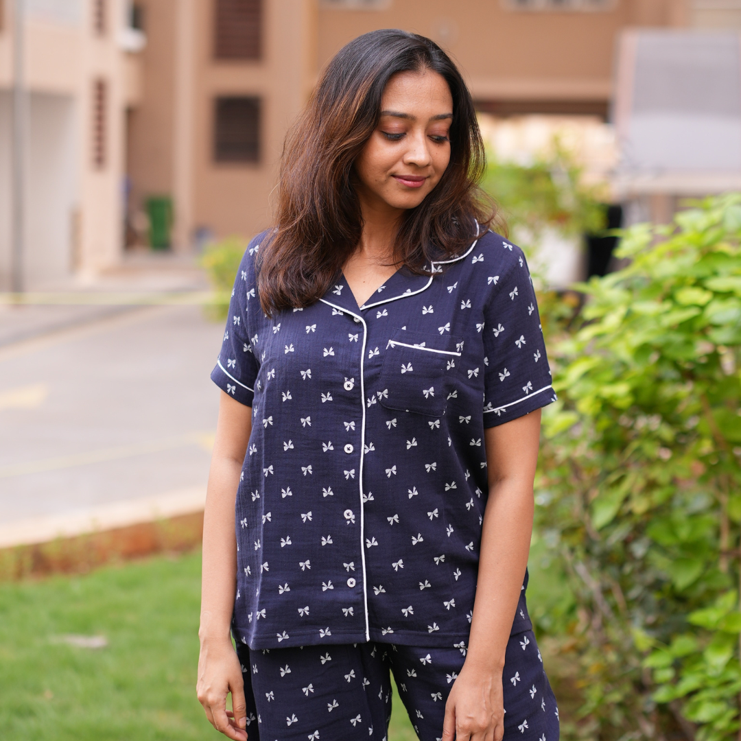 Midnight Navy Muslin Pyjamas
