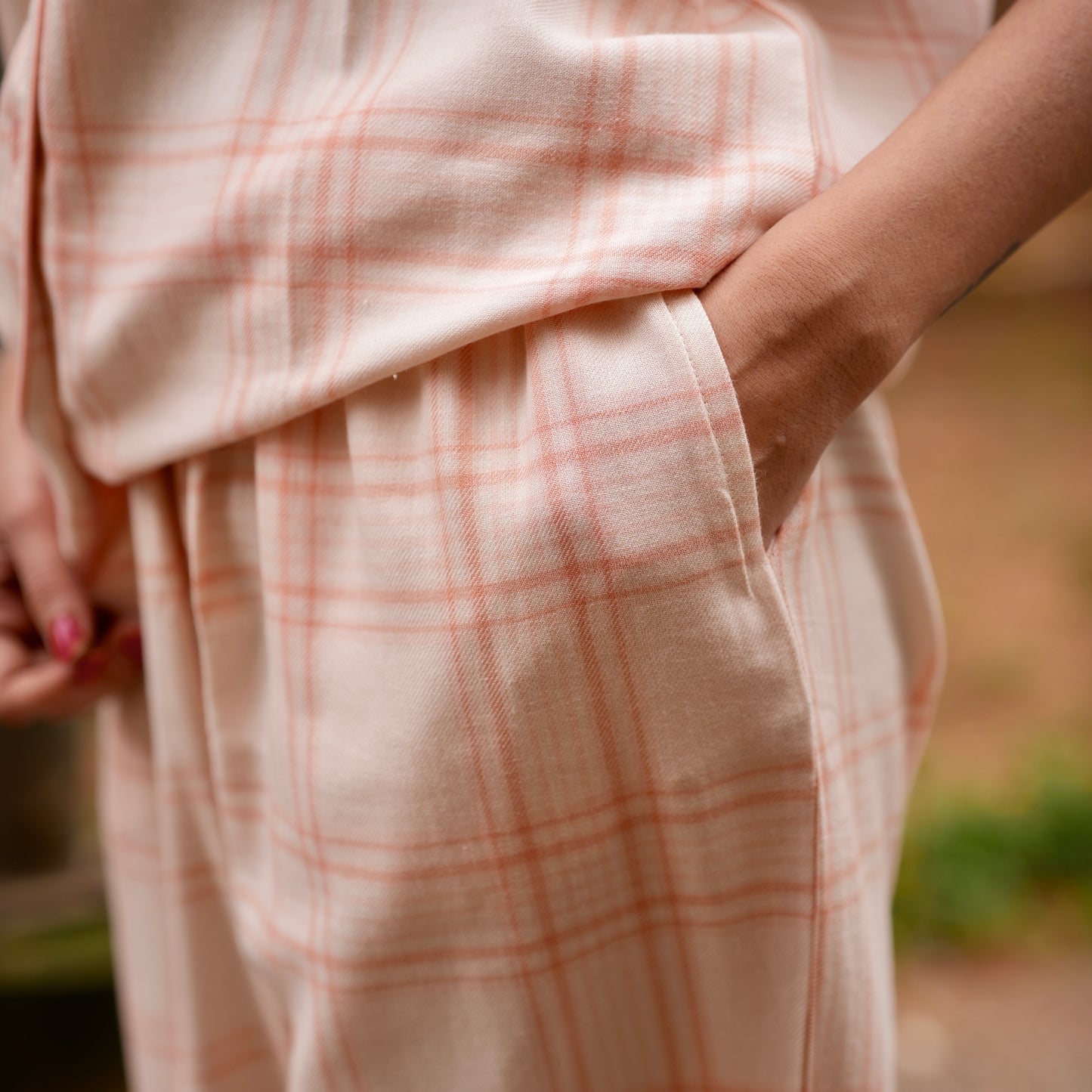 PEACH PASTEL PLAID PYJAMAS