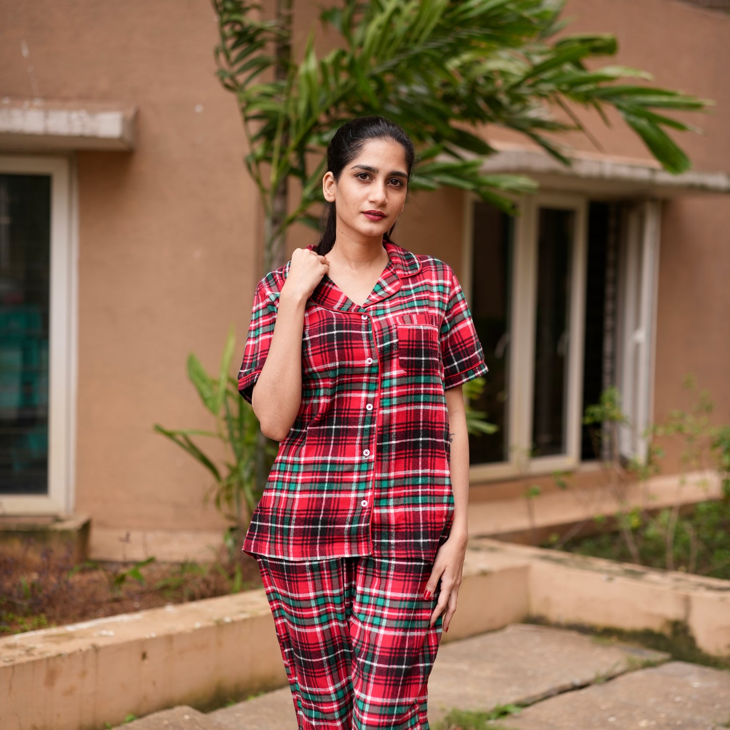 CHRISTMAS RED TARTEN PYJAMAS