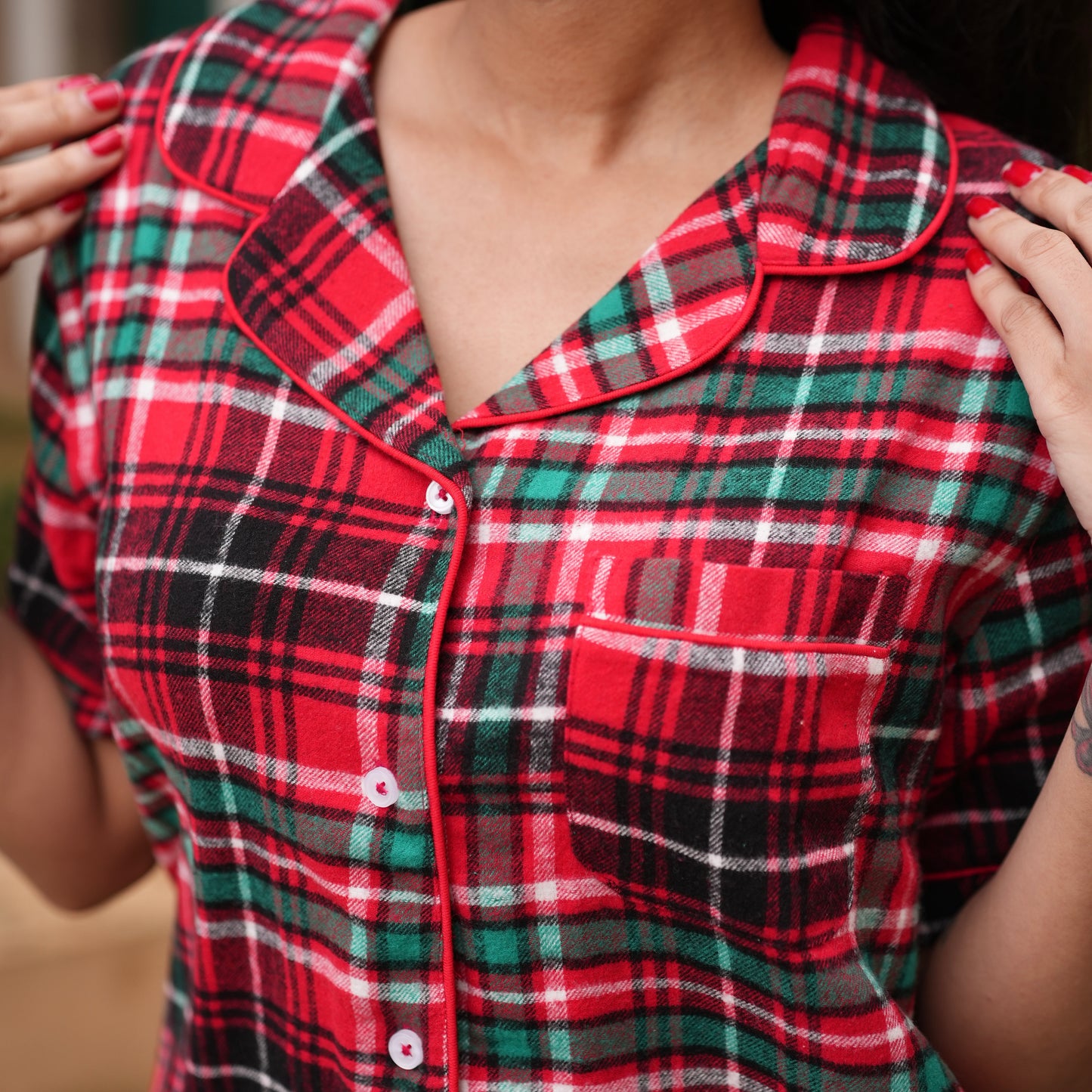 CHRISTMAS RED TARTEN PYJAMAS