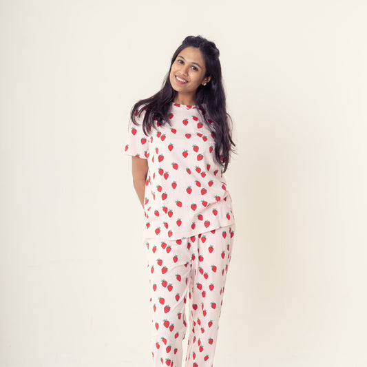Strawberry Blush Pink Tee Jamas