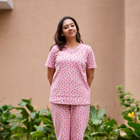 Pink Blush heart waffle Teejamas