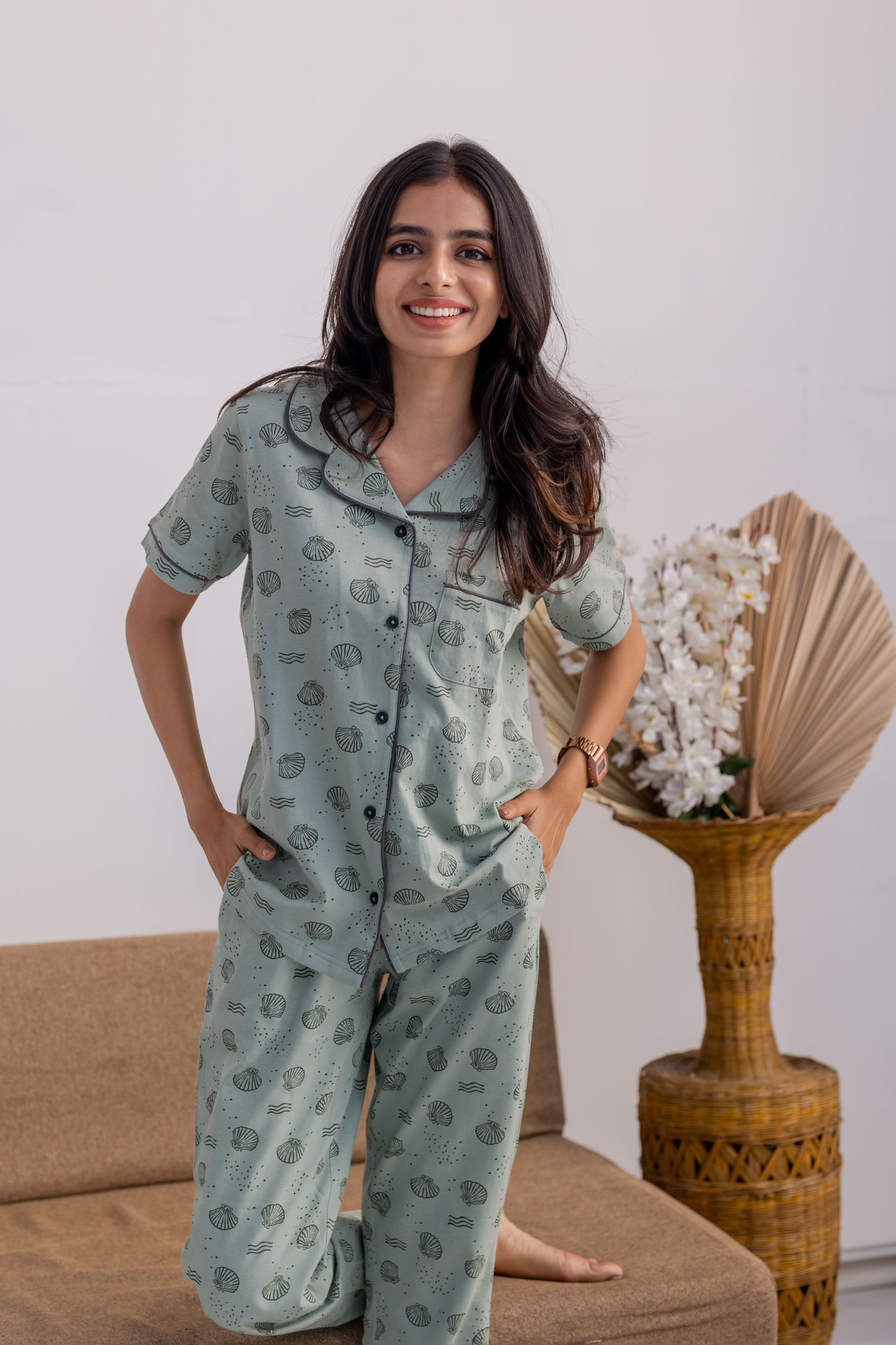 SAGE SHELL COTTON PYJAMAS