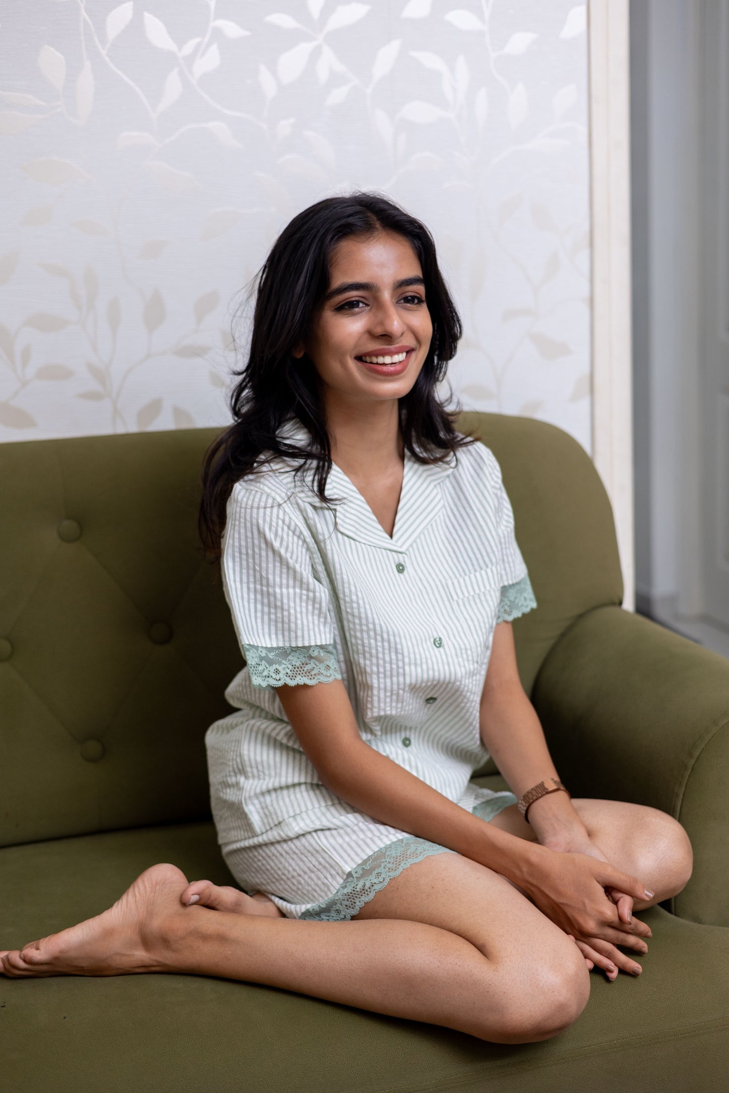 MINT GREEN LACE SHORT SET