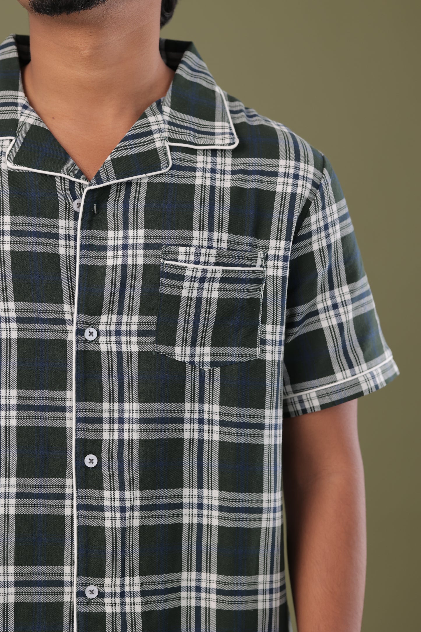 Olive Plaid Couple Pyjamas