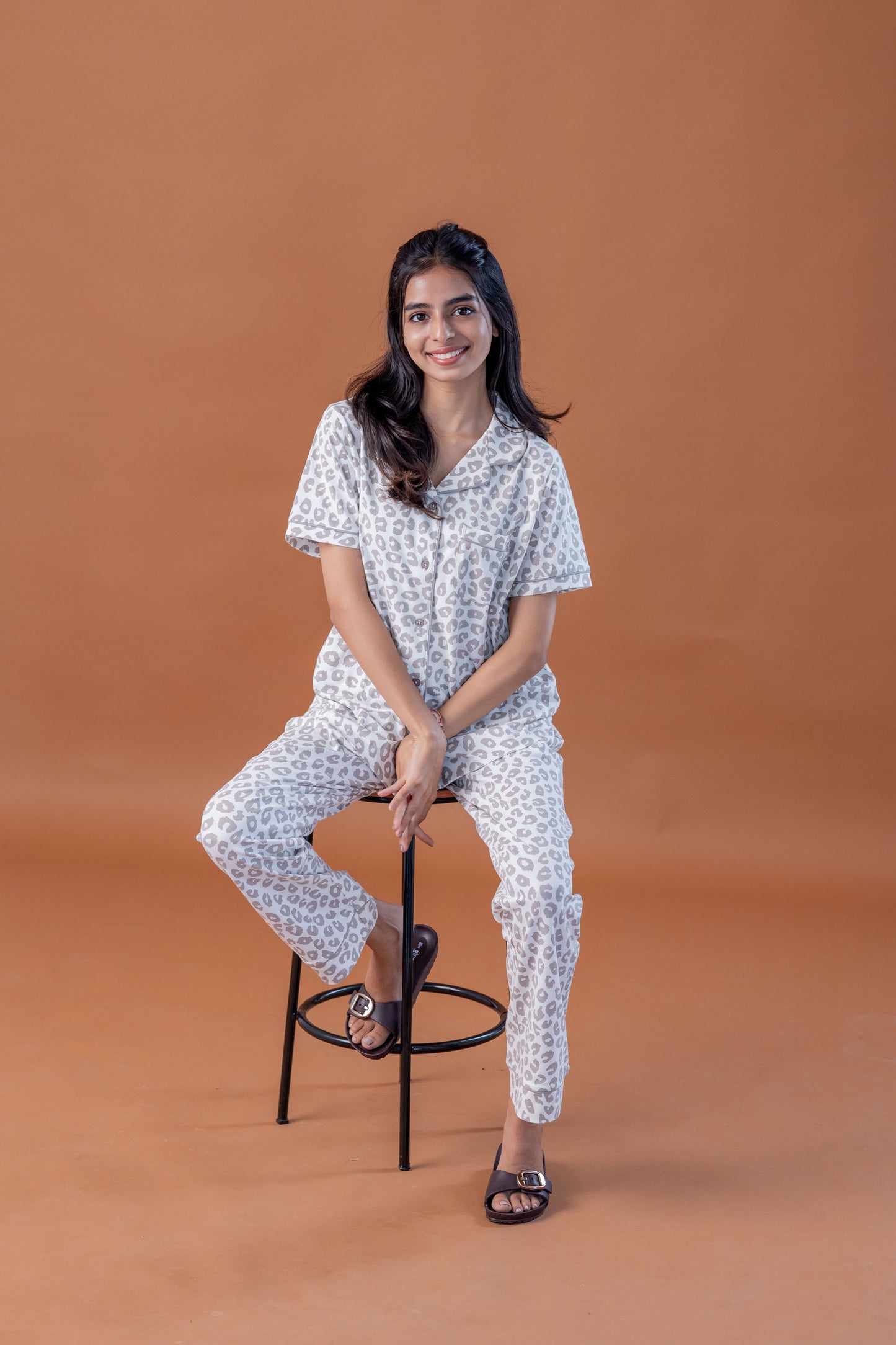 LEOPARD BEIGE COTTON PYJAMAS