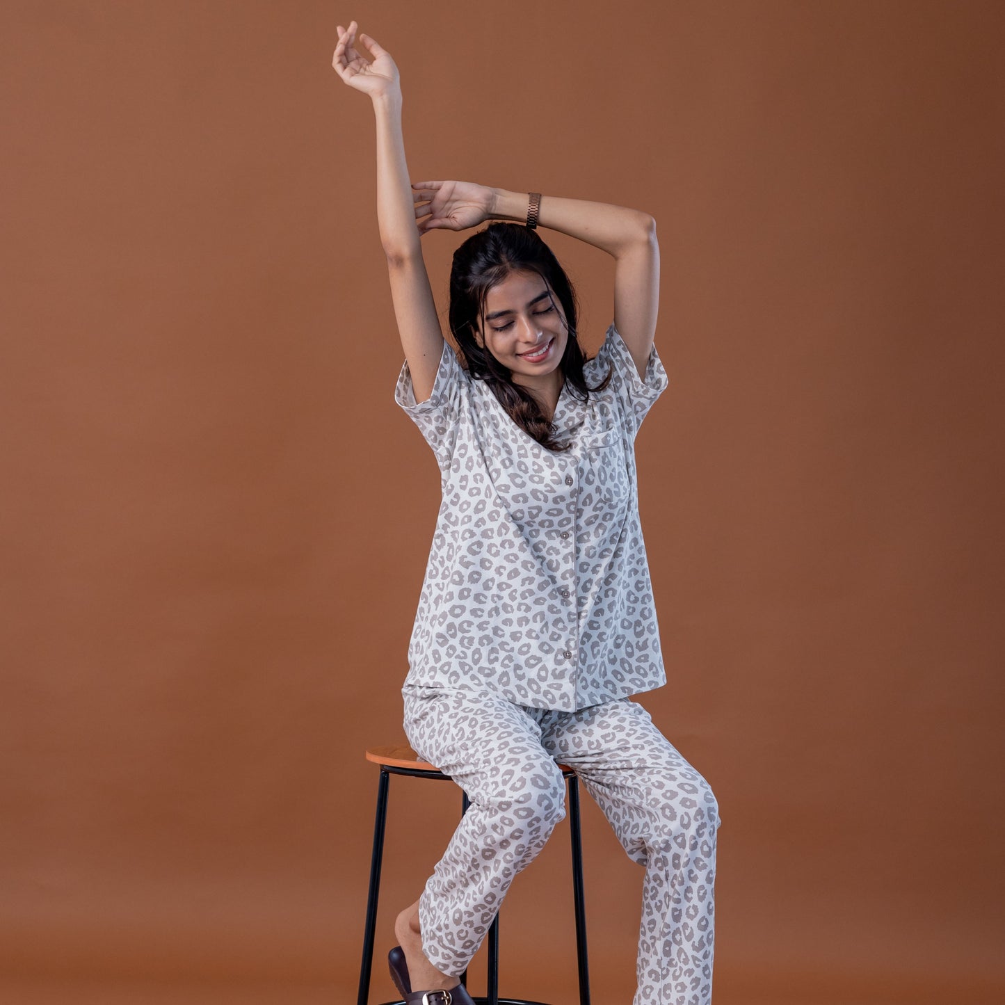 LEOPARD BEIGE COTTON PYJAMAS