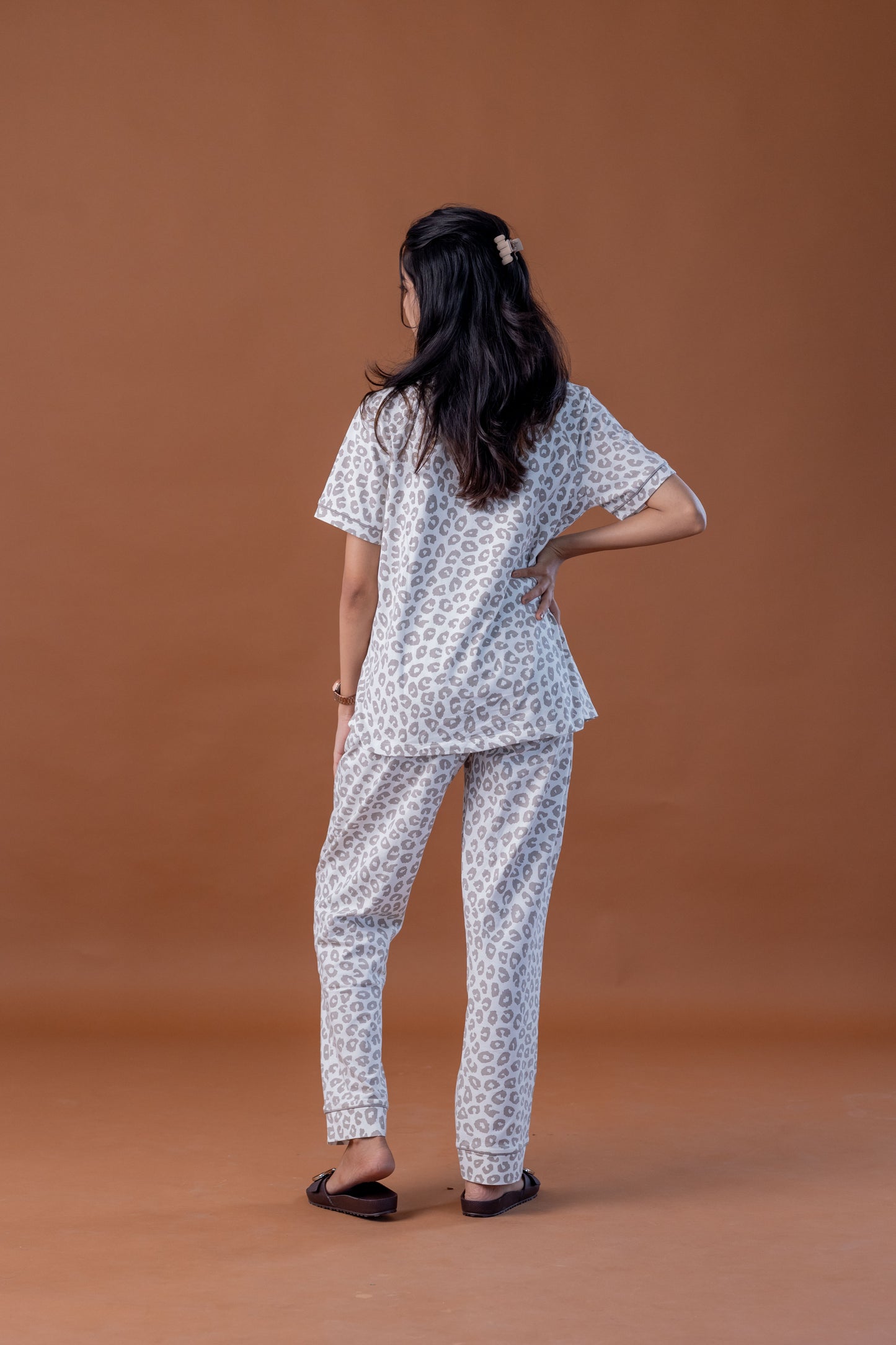 LEOPARD BEIGE COTTON PYJAMAS