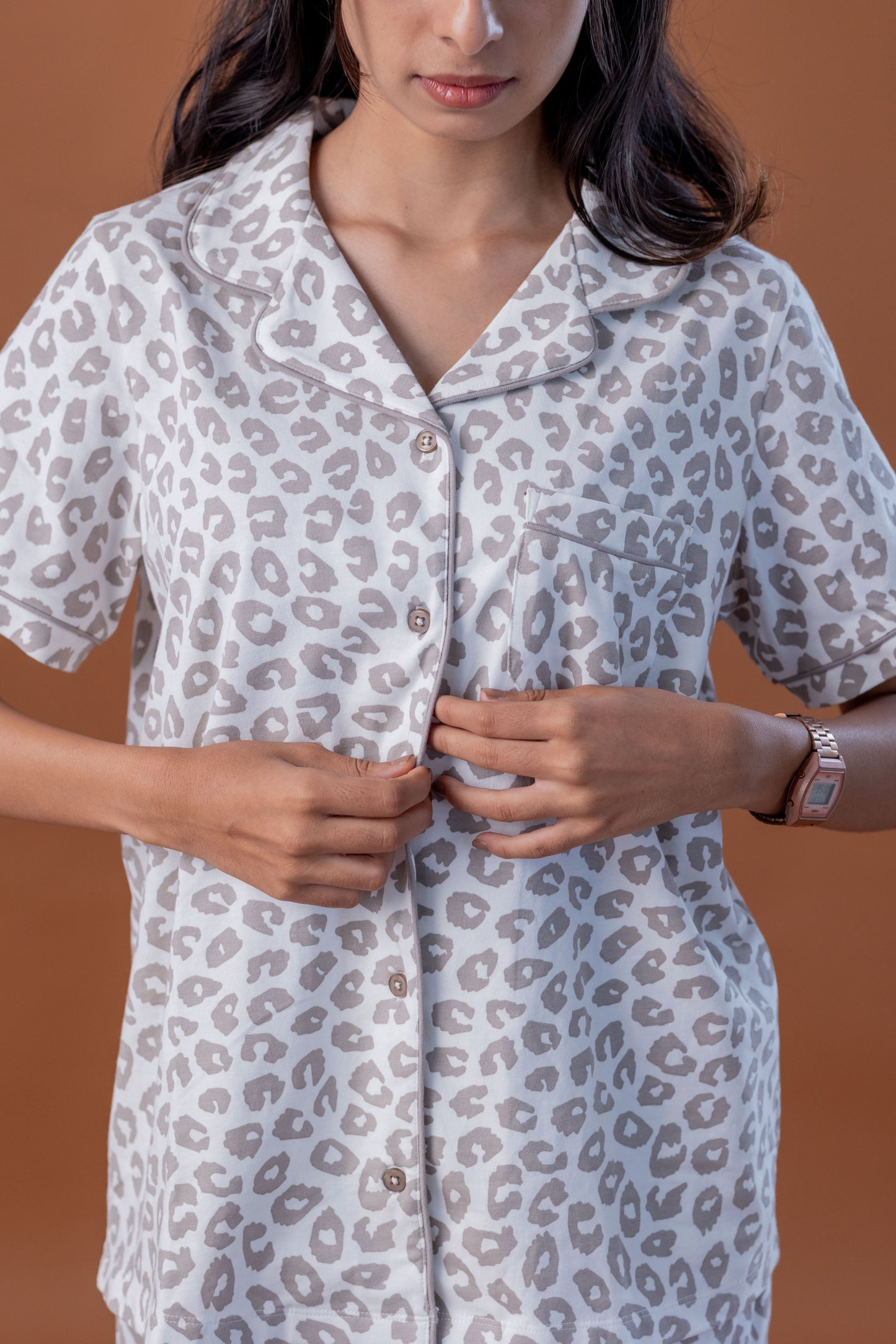 LEOPARD BEIGE COTTON PYJAMAS