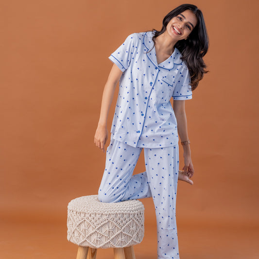 BLUE LOVE CO-ORD PYJAMAS